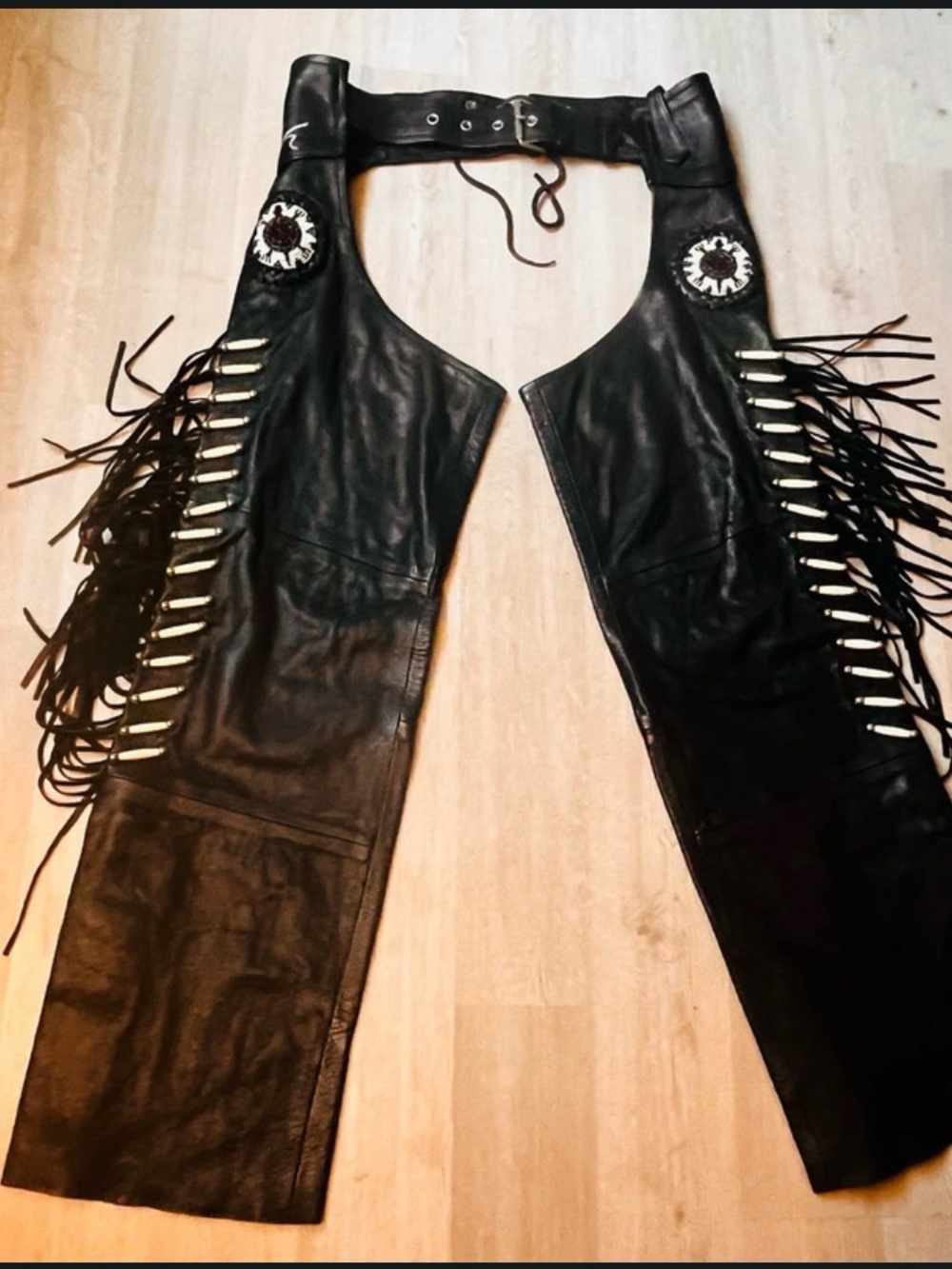 🤠 Hot Leathers Leather Chaps XXS Signed by Bull Rider